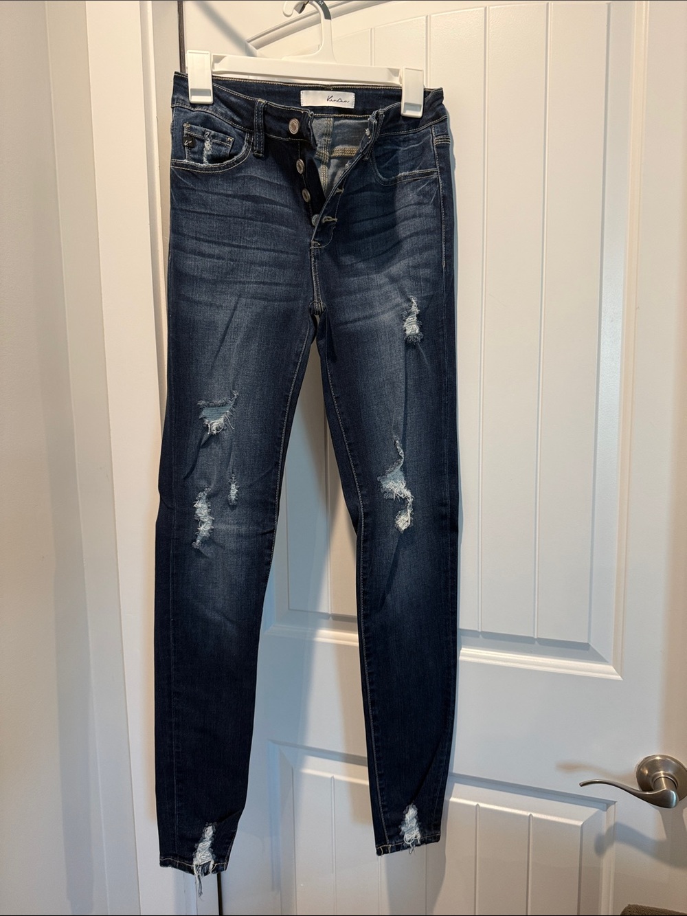 KanCan Dark Indigo Distressed High-Rise Skinny Jeans